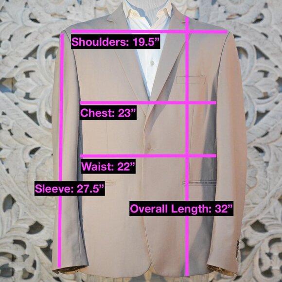 Men’s Beige Blazer Jacket - Size 46 (Large/XL), Modern Fit, Single Breasted - Picture 10 of 10